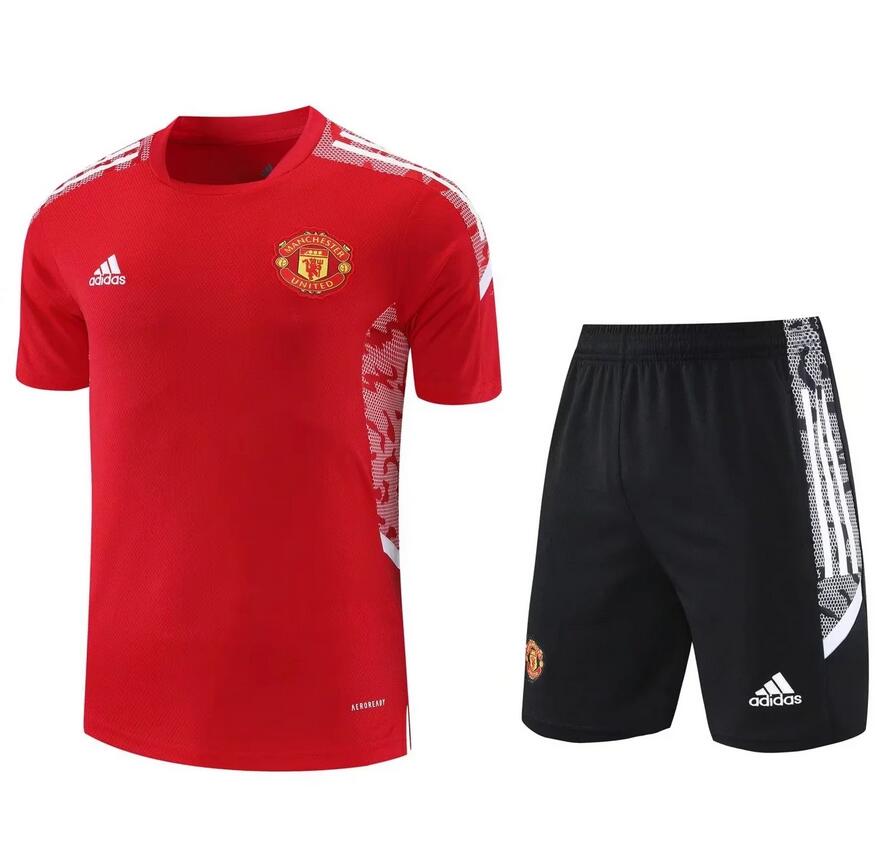 2021/22 Manchester United Red Grey Training Kits Shirt with Shorts